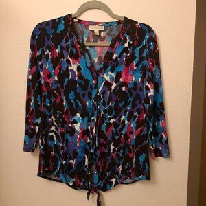 Dana Buchman Vibrant Animal Pattern Top Size Small